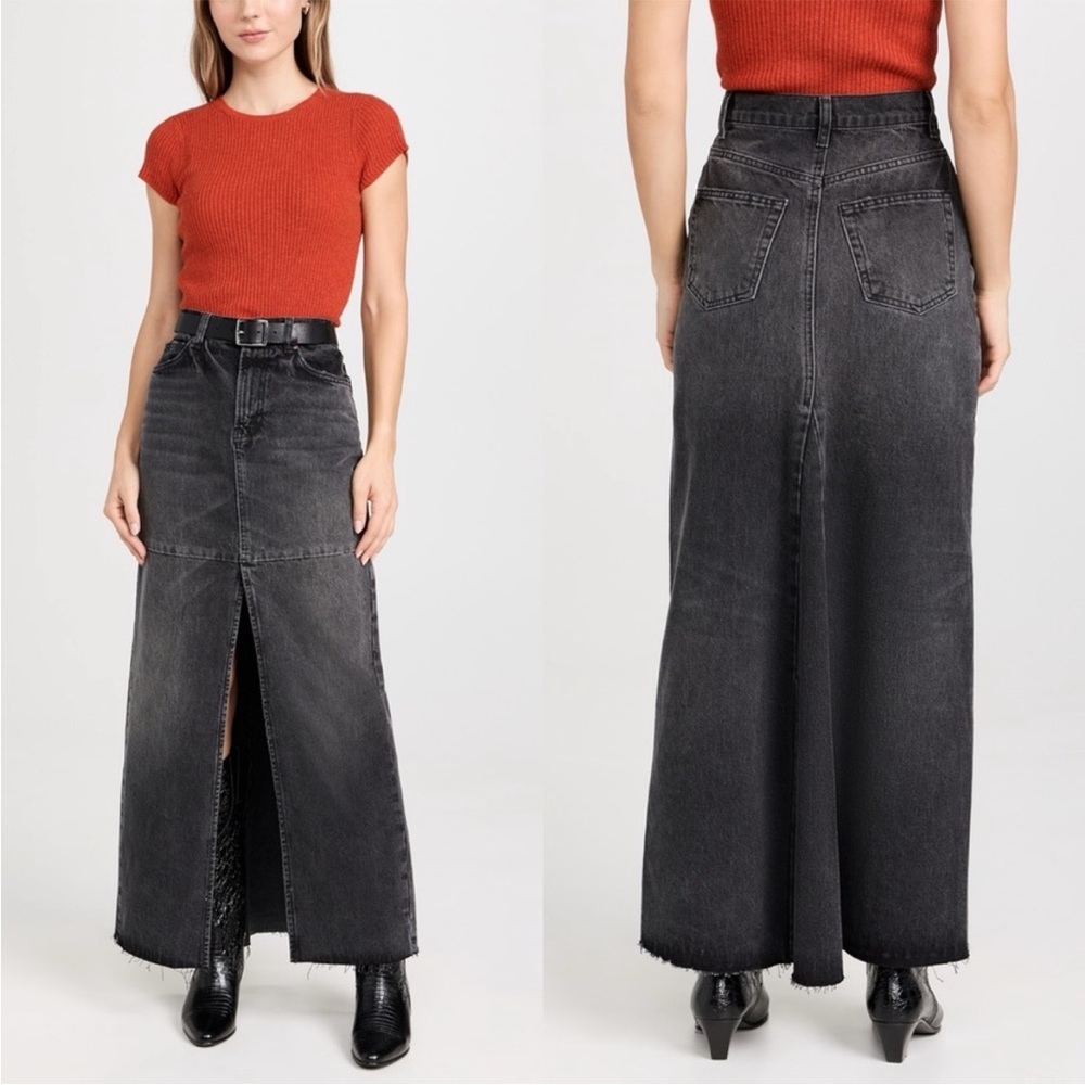 NEW Reformation Tazz Denim Maxi Skirt Liman Wash Size 24